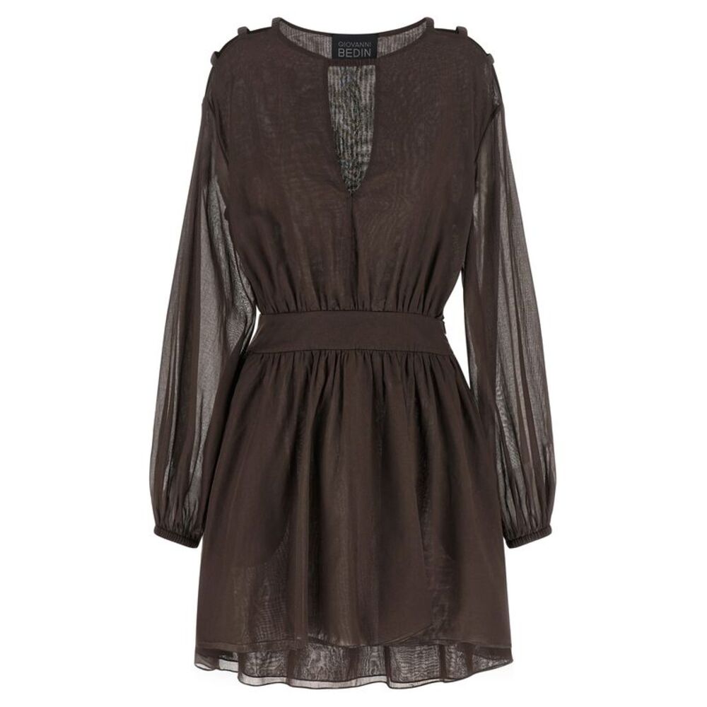 Giovanni Bedin Brown Cotton Short Women's Dress